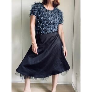 Black Sateen Tulle Skirts Midi Length Size S/27W Goth Whimsy Formals